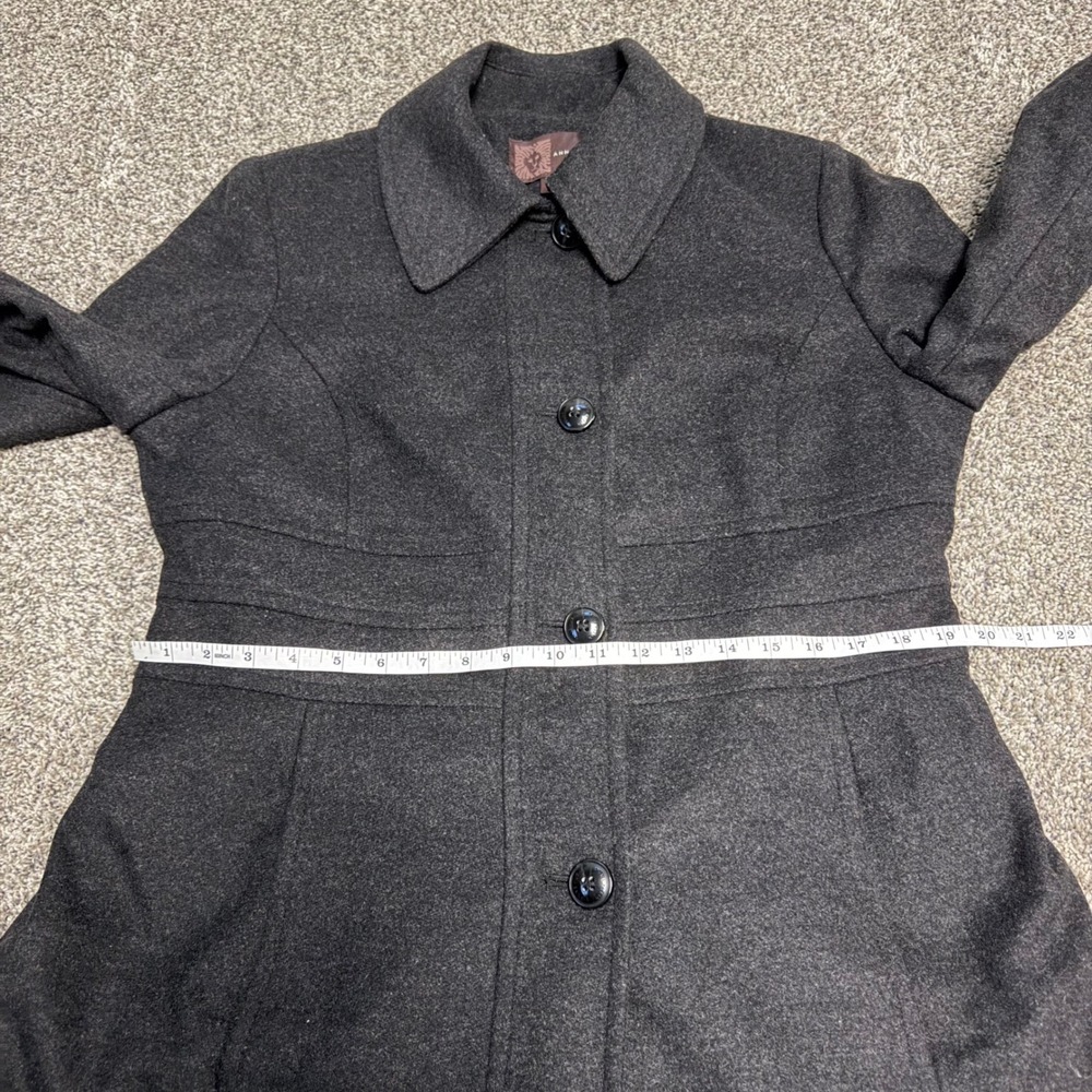 Anne Klein Womens Wool Cashmere Blend Single Breasted Coat Charcoal Grey Large - Picture 8 of 14